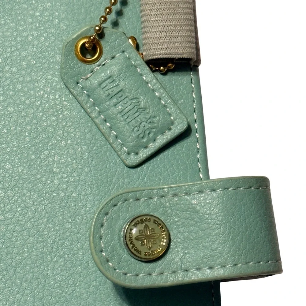 Websters Pages Color Crush Mint Green Faux Leather Planner Cover Gold Heart 10in